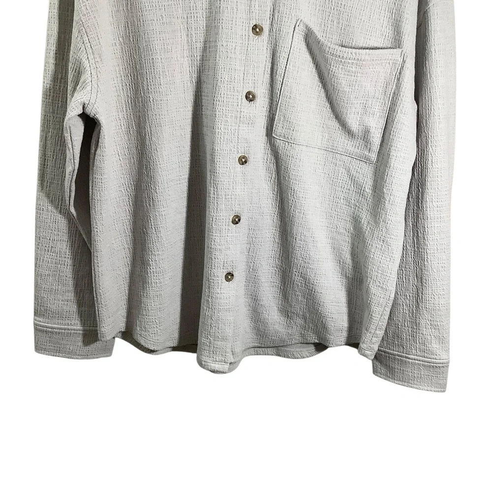 OAK + FORT Women’s Small Button Down Shirt One Pocket Light Weight Shacket Grey